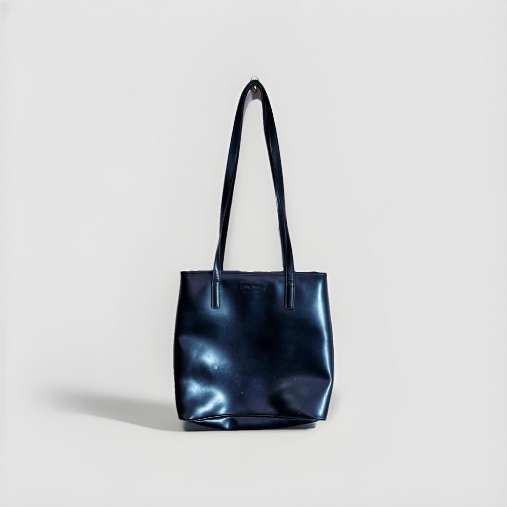 Nine West Leather Tote Bag 90's Mob Wife Old Money Classic Black Bag